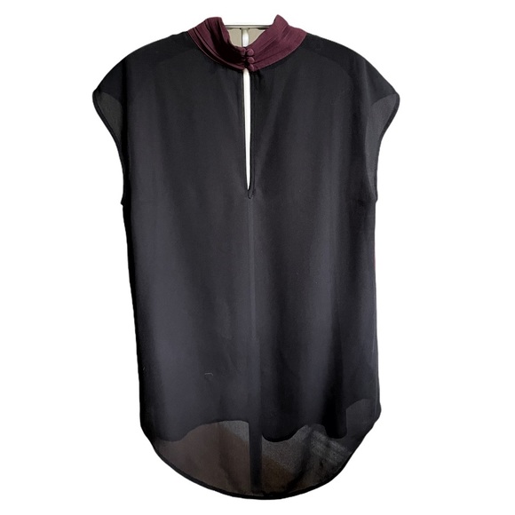 RW & Co Sleeveless Blouse - Plum/Black - Sheer - Mock Neck - Picture 5 of 5